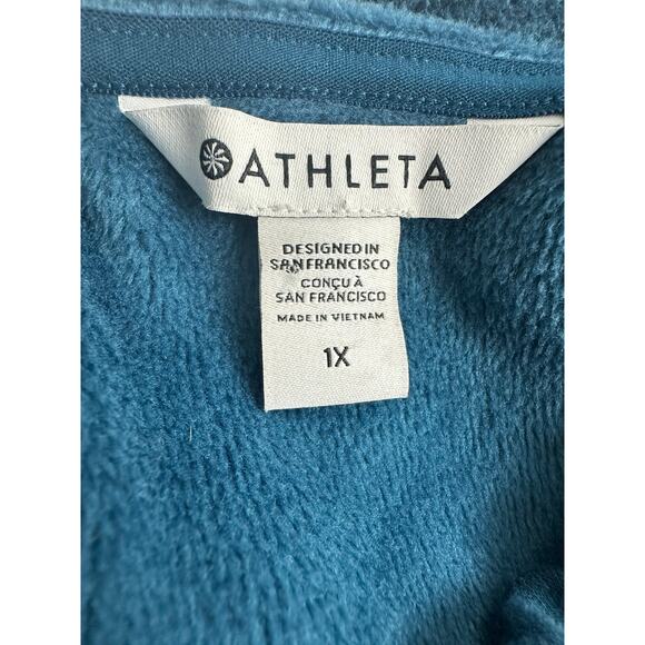 Athleta Size 1X Cozy Karma Asym Pullover Sweater Fleece Athleisure Blue Teal - Picture 5 of 10